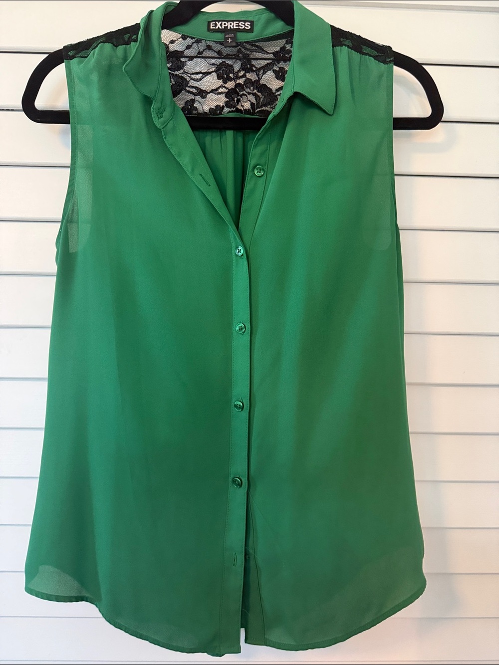 Express Green Sleeveless Button-Front Top Portofino Blouse